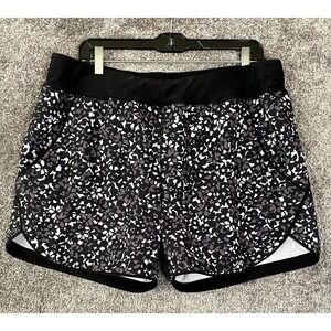 Lands End Swim‎ Shorts Womens 16P Black Gray Floral Quick Dry Unlined Board